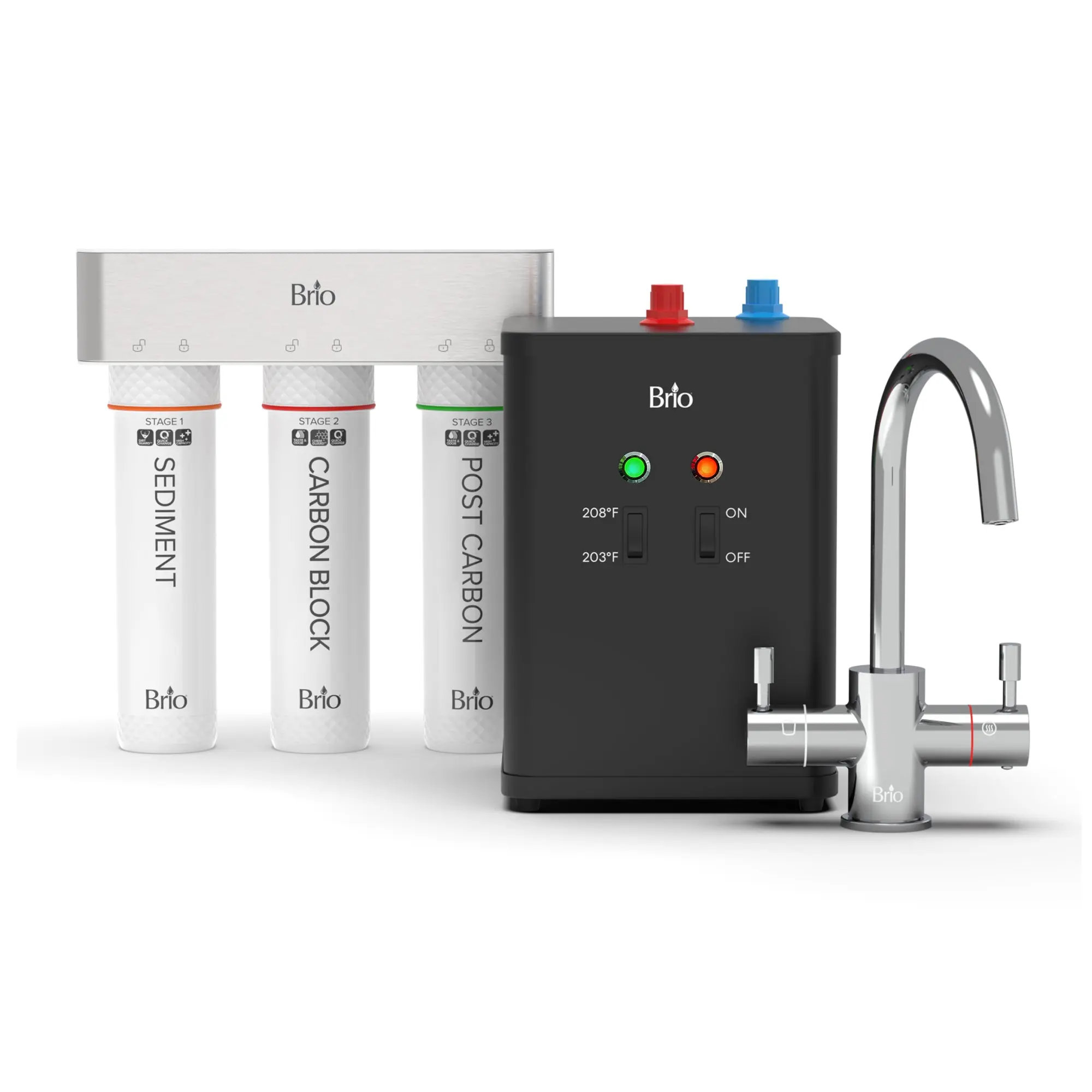 Brio 3-Stage Instant Hot Water Undersink Dispenser System – Chrome Plated