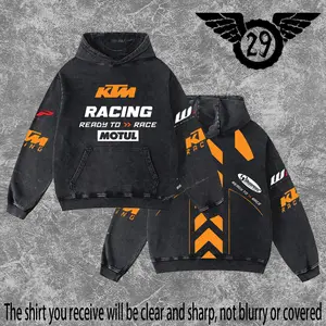 Dirt 29 - KTM F1 Motor GP Racing Washed Hoodie Vintage Motocross Streetwear Hoodie Dirt Bike Graphic Pullover Y2K Racing Hoodie Oversized Acid Wash Hoodie MX Rider Apparel Unisex Motorcycle Racing Sweatshirt Retro Moto Cross Hoodie