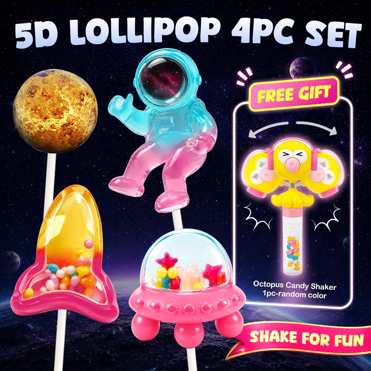 Candy Master MeCandy 5D Lollipop - Handcrafted in Fruity Flavors, 0 Fat & Guilt-free, 8 Counts, Individually Wrapped,Perfect for Parties , Unique Visual & Sound Experience,Shake Candy,Sprinkles backtoschool,Luxury Lollipop