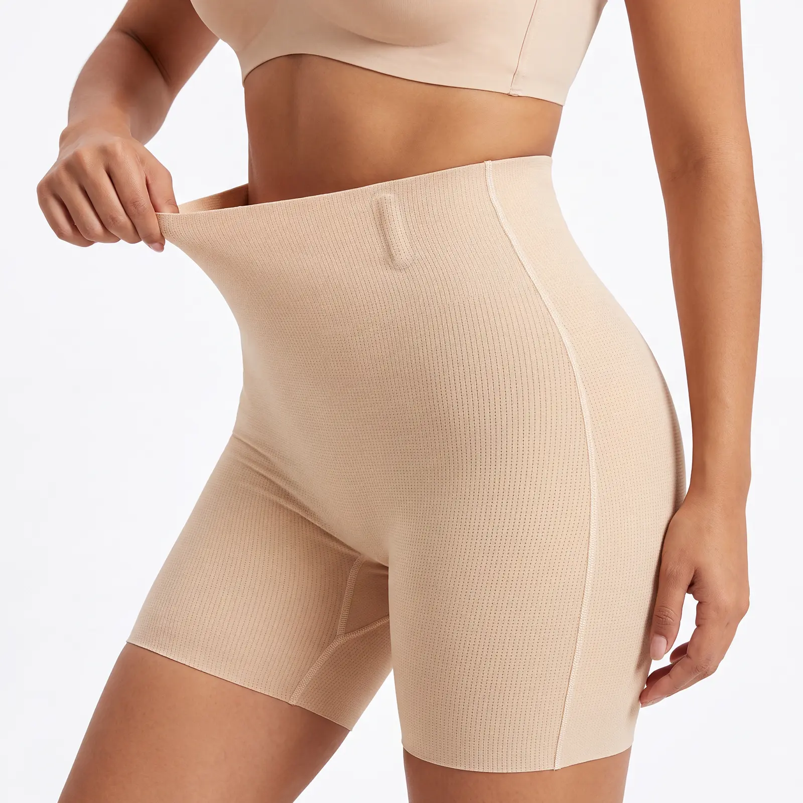 Women's High Waisted Tummy Control Shapewear Shorts, Seamless Butt Lifter Body Shaper, Anti-Roll Breathable Shaping Boyshorts