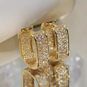 Dainty Paved CZ Hoop Earrings for Women and Girls, Plated Finish, Lightweight Daily Wear Ear Jewelry