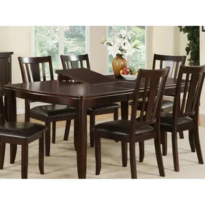 Espresso Color 1pc Dining Table w Built in Leaf Rubberwood Dining Room Furniture Modern Kitchen Table(High end and high-quality)