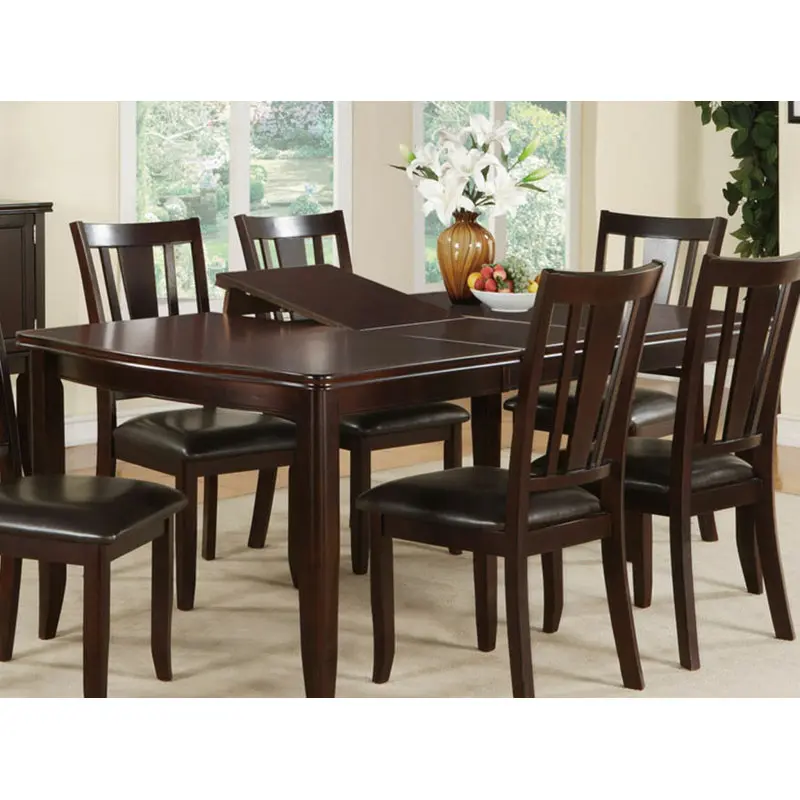 Espresso Color 1pc Dining Table w Built in Leaf Rubberwood Dining Room Furniture Modern Kitchen Table(High end and high-quality)