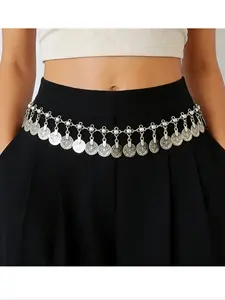 Boho Style Waist Chain with Coin Pendant, Adjustable Decorative Exquisite Trendy Belt for Women, Perfect Gift and Photo Prop, Ladies Fashion Accessory