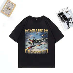 Bombardiro Crocodilo Funny Meme T-shirt Men's gifts Oversized Vintage Hip Hop T-shirts Unisex Summer Cotton comfort color shirts