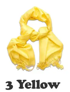 Women Pashmina Wool Feel Silky Classic Solid Wedding Shawl Scarf Stole Wrap Yellow