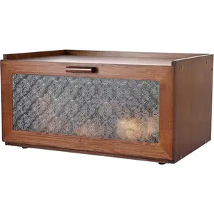 Bread Box for Kitchen Countertop - Retro Brown Bread Storage Box Breadbox
