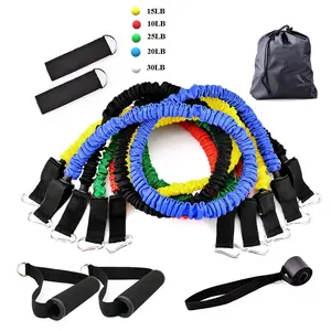 Portable Fitness Rally Set 11 Piece Rubber Latex Bands for Home Workout Black Red Blue Green Strength Training Muscle Toning Men Women