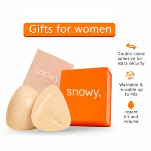 Snowy Sticky Inserts - Double-Sided Adhesive Bra Cups for Women, Sticky Pad Push Ups, Instant Lift Seamless Accessories for Swimwear & Fitted Underwear, Reusable