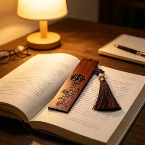 1PC/2PCS Wooden Bookmark , Vintage Wooden Bookmarks with Fringe Charms, Perfect Back-To-School Gift, Elegant Bookmarks for Reading Lovers