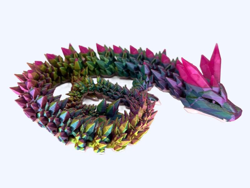 Rainbow Dream Crystal Dragon - Articulated 3d Print,  Fun Fantasy Dragon figurine great gift
