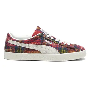 PUMA Mens Suede Vtg Harris Tweed Lace Up Sneakers Shoes Casual - Red