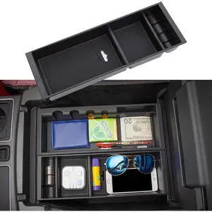 Center Console Organizer Compatible with Ford F150 Accessories 2025 2024 2023 2022 2021,Center Console tray for F-150 Interior Accessories, Matte Black -(Full Console w/Bucket Seats ONLY)