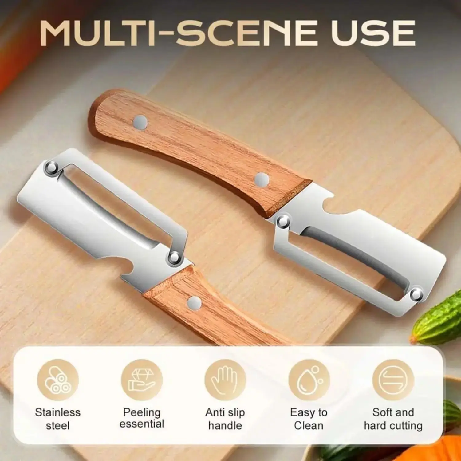 Multi Functional Vegetable Peeler for Kitchen, Ultra Sharp Stainless Steel Blades with Ergonomic Handle And Bottle Opener, for Easy Potato, Fruit And Veggie Peeling