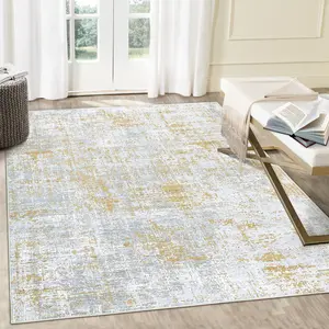 Modern Abstract Area Rug Machine Washable Non Slip Non Shedding Low Pile Foldable Distressed Floor Carpet for Living Room Bedroom Kitchen