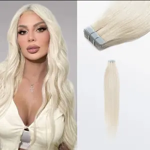 Straight Tape in Remy Hair Extensions - Blonde Color for Stylish Look