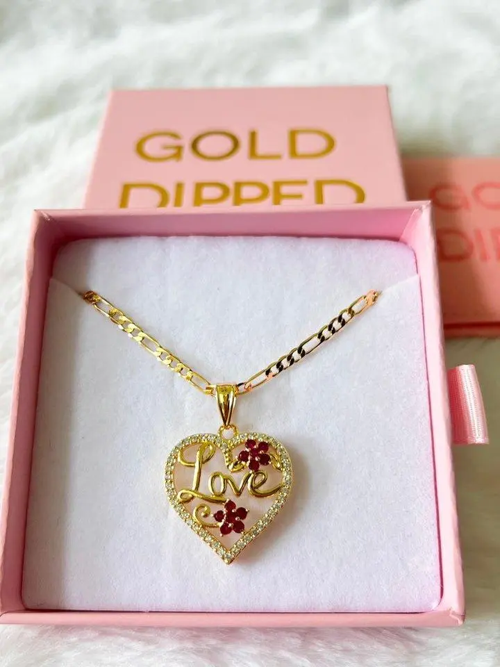 Red Love Heart (Figaro Chain)