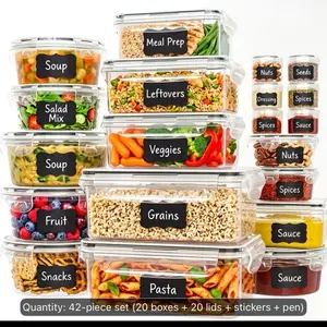 42-Piece Reusable Meal Prep Storage Containers, Easy-to-Clean Food Containers for Meal Prepping