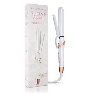 Hauteness 3-in-1 Multistyler Flat Iron & Curling System – Ionic Tourmaline Ceramic Hair Straightener, Curler & Waver – Adjustable Heat 300°F–450°F, Dual Plates, Anti-Frizz, 360° Swivel Cord, For All Hair Types - Hair Styling Tools