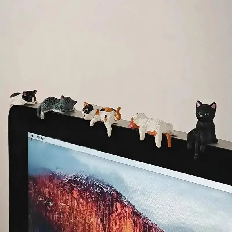 BMTWE 5 PCS Cute Mini Cat Desk Figurines Resin Multi Pose Cat Ornaments School Home Office Car Decor Pet Collectibles Ideal Gift for Home Office SUV Sedan Truck