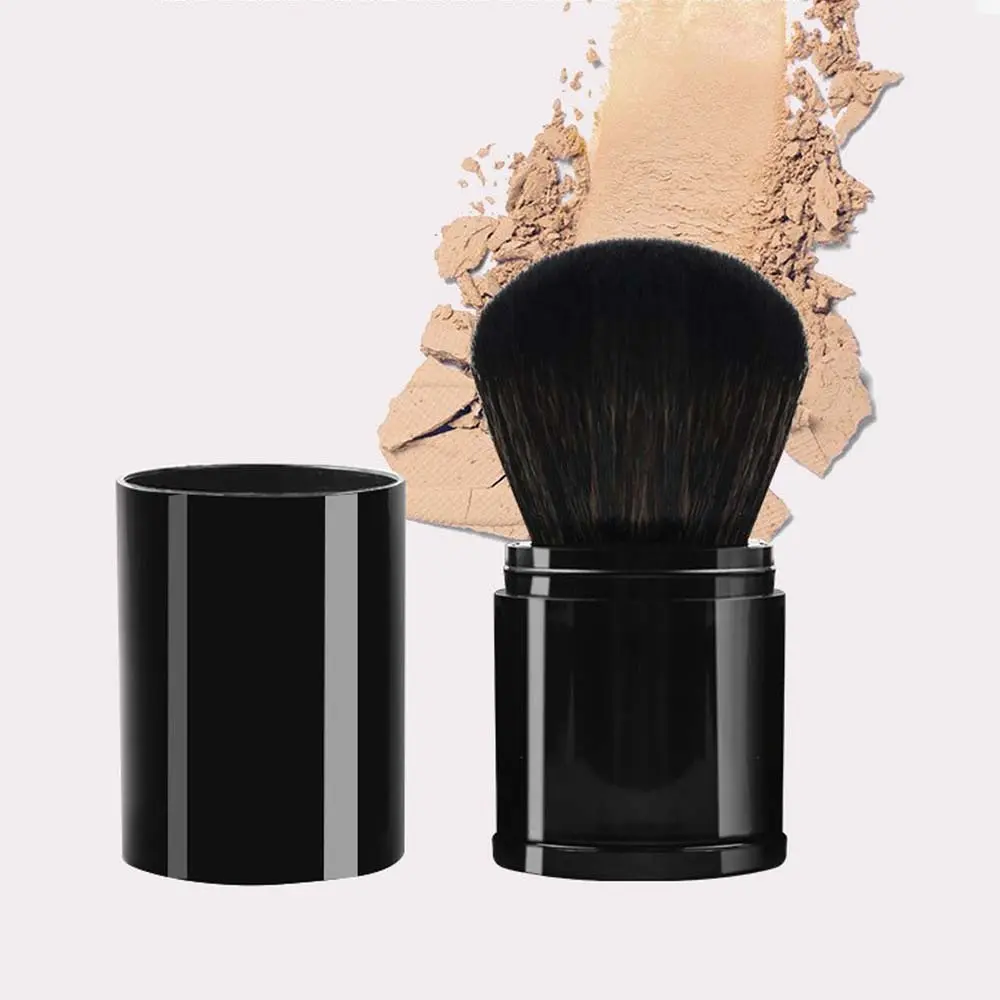 1pc Portable Makeup Brush Retractable Makeup Brush Large Powder Blush Brush With Lid - Travel Make Up Beauty Tool