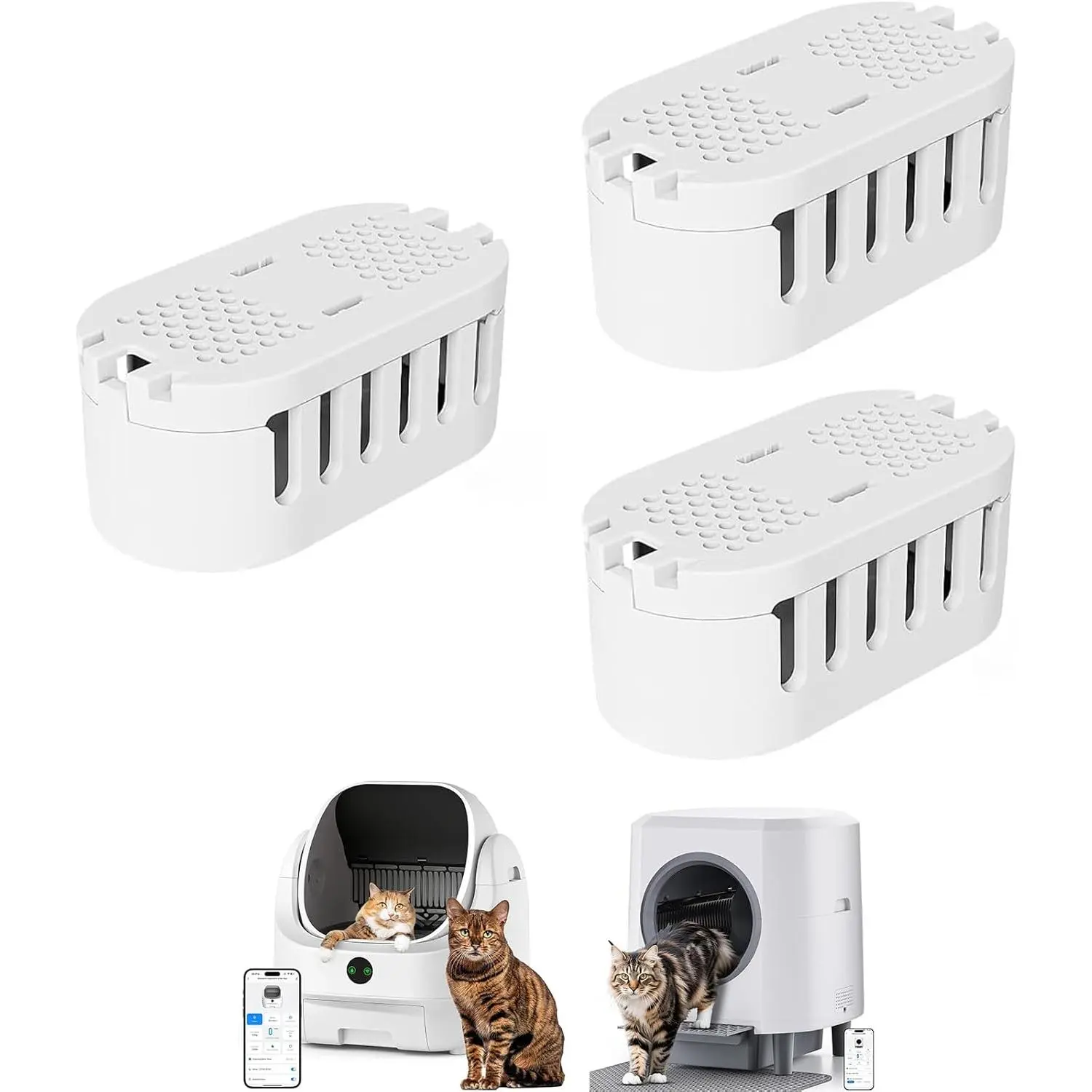 3-Pack Cat Litter Box Deodorizers, Automatic Litter Box Odor Eliminator for Ellenpent ICB019 & ICB020, Fresh Smell Reduction All Seasons Pet Supplies