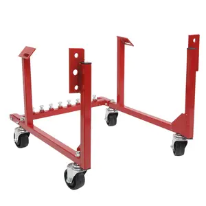 1000lbs Auto Engine Cradle Stand with Dolly Wheels, Fits Chevy V8 Small Block and Big Block, Steel Construction, Built in Hardware Storage, Easy Assembly