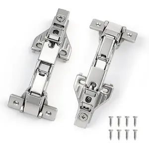 165 Soft Close Cabinet Hinges - Full Overlay,  Frame Mount, Concealed, Self-Closing - Brushed Nickel, 2 Packs