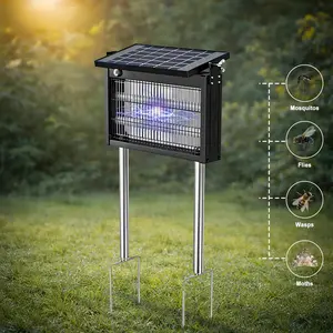 Solar Bug Zapper Outdoor Waterproof Electric Mosquito and Fly Zapper with Smart Light Sensor Rechargeable Solar Powered Trap for Patio, Backyard, Garden, Camping, and Indoor Use