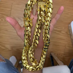 Thick Cuban Link chain and bracelet 22mm  gold bonded