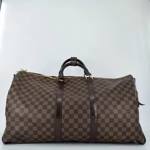 Pre-owned Louis Vuitton Canvas travel bags Damier Ebene Keepall Bandouliere 55 J0072 NO1