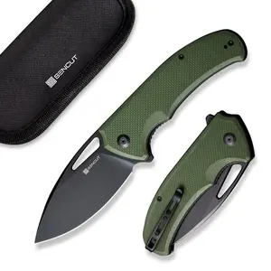 SENCUT Phantara Pocket Knife for Men Flipper knife for EDC Folding Knives with 3.7" blade G10 Handle with Liner Lock Utility knives for Camping Hunting Gift S23014-3 (Green)
