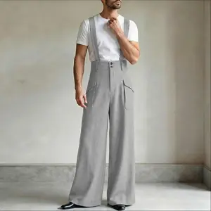 INCERUN Men's Vintage Overalls Suspender Wide Leg Pants ，High Waisted Palazzo Trousers  Jumpsuits