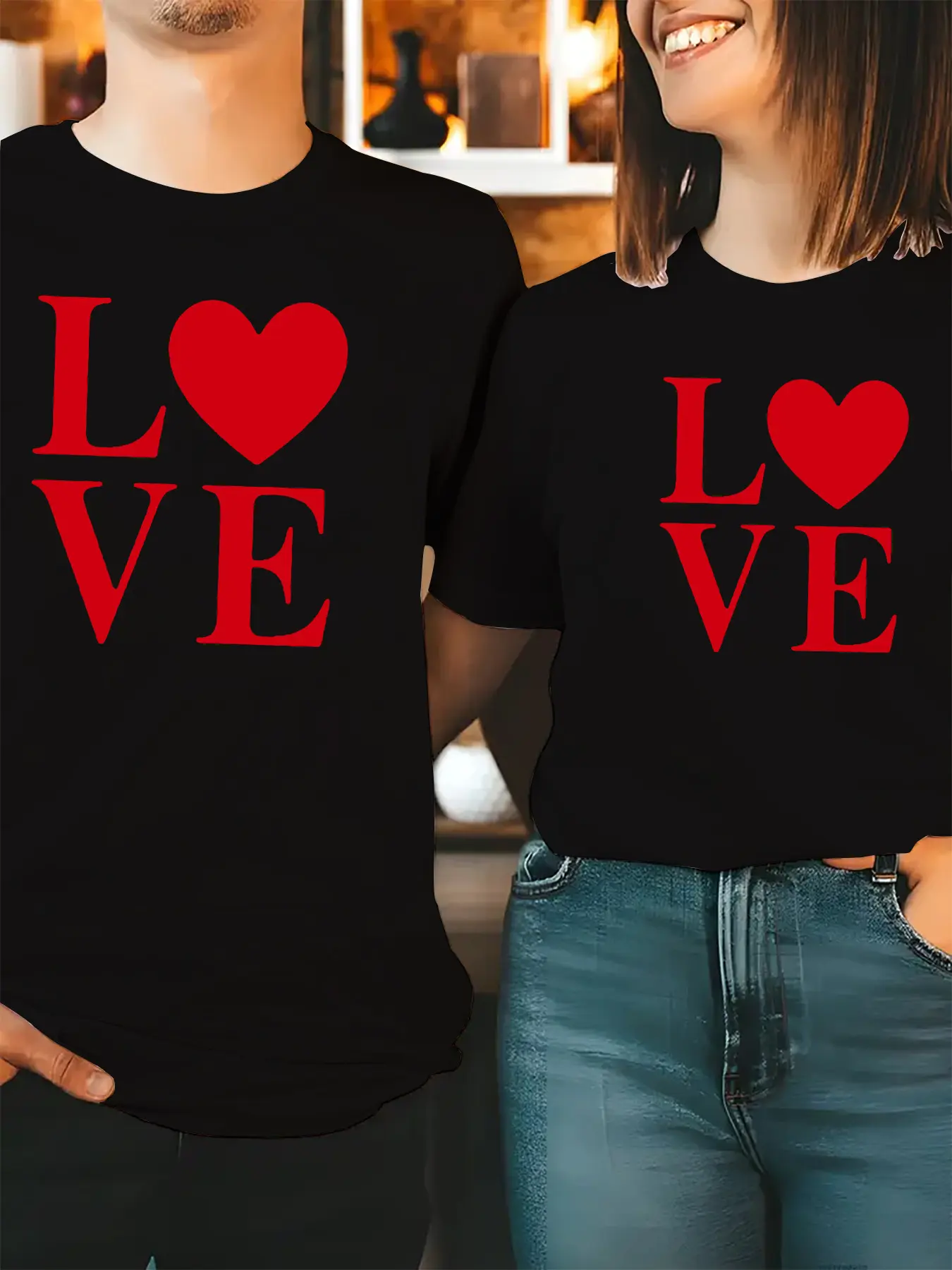 Men's & Women's Matching Couple T-Shirts - Short Sleeve Round Neck Summer Tees with Matching Print (Male/Female Designs) - Casual Comfortable Casual Wear for - Medium-Stretch Fabric - Ideal for Dates, Outfits & Everyday Matching Outfits