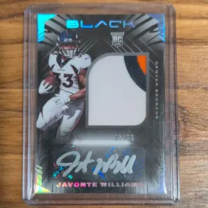 2021 Panini Javonte Williams BLACK Rookie Card Autographed #'d/99 THREE COLORED PATCH!!