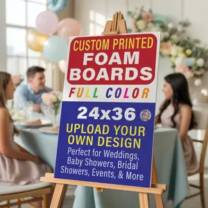 Custom Foam Board Poster Sign, 24x36 inch - 3/16 Thick - Personalized Foamcore Event Signs for Wedding, Baby Shower, Announcements, Presentations, Arts & Crafts