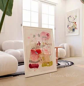 [SALE UP TO 50% + FREE SHIP]  Abstract painting print, Pink and red large colorful abstract art, Modern creative art, Trendy aesthetic large wall art, Watercolor print