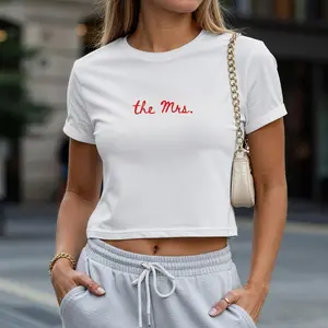 The Mrs Crop Top, Custom Bride Baby Tee, Wedding Gift for Wifey, Newlywed Tee, Bridal Shower Gift, Honeymoon Crop Top,Bachelorette Party Tee