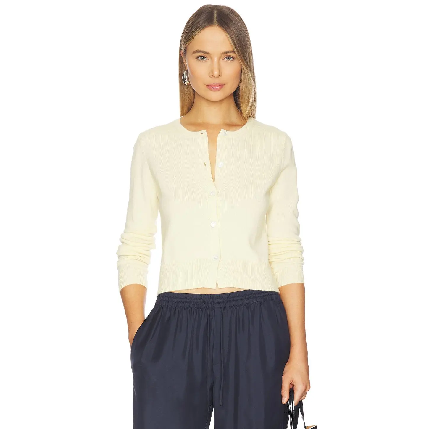 W. Cashmere Fiorella Cardigan in Butter Yellow