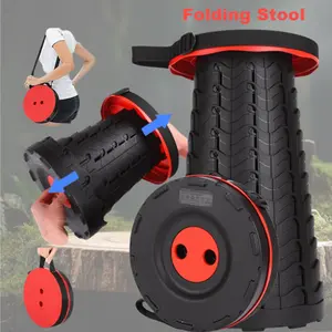 Red Collapsible Stool with Load Capacity of 400lbs - Portable and Lightweight Outdoor & Indoor Stool