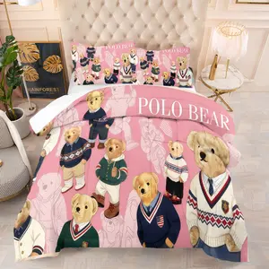 Trendy Bear Comforter Set, Soft And Durable Bedding Set, Including 1 Comforter And 1 Or 2 Pillowcases, Daily Holiday Birthday Gift Bedroom Decoration For Children And Adults