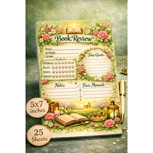 Cozy Fantasy Book Review Notepad – 5x7 Reading Journal Pad (25 Sheets)