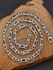 Turkish Style Necklace Unisex Embellished Tang Grass Pattern Vintage Design, Elegant Jewelry for Men and Women, Retro Fashion Accessory, Statement Necklace, Copper Chain Jewelry