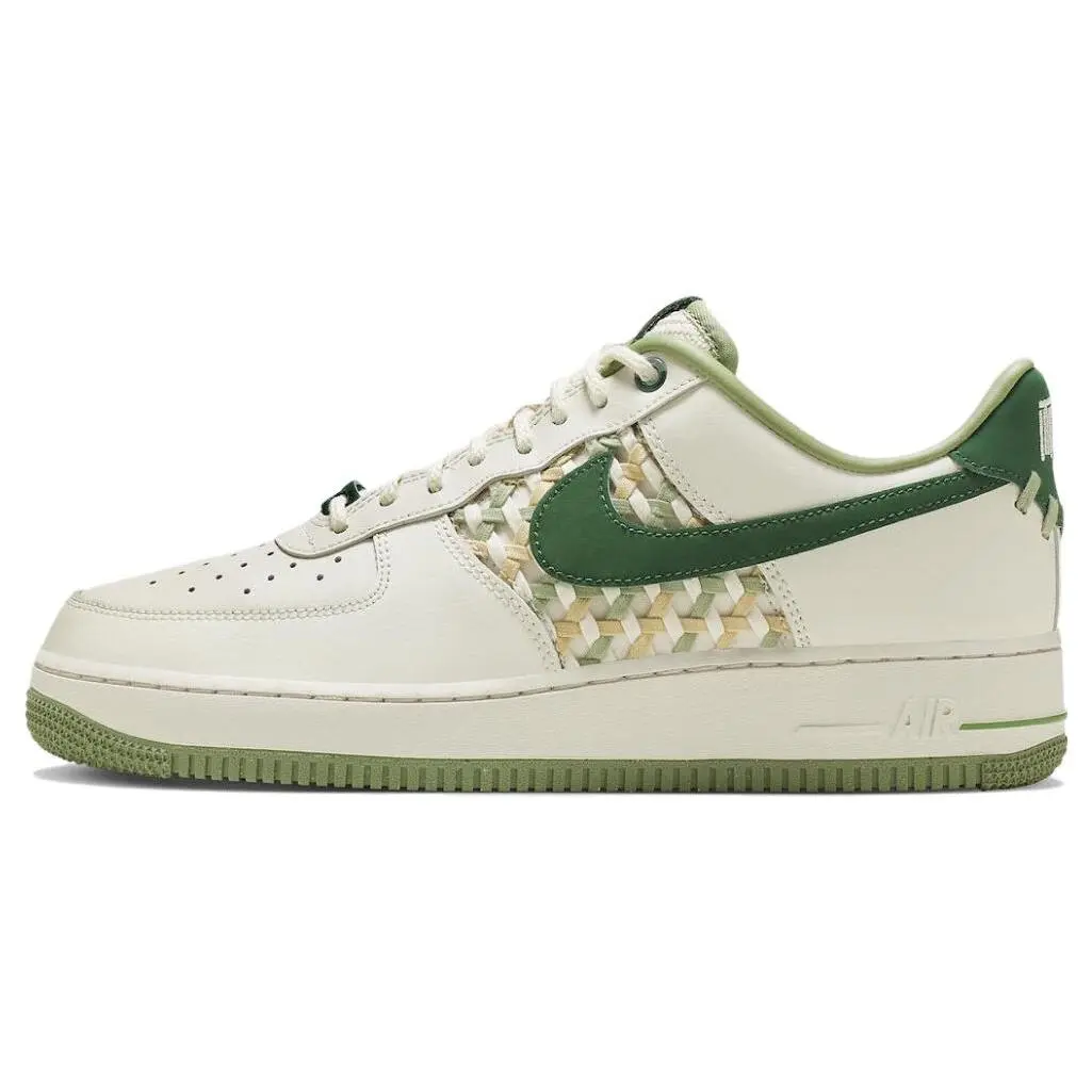 Nike Air Force 1 Low 07 Premium Nai KE Bamboo Weave Sail Gorge Green Skate Shoes Unisex FN0369-100