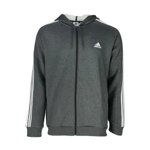 adidas Mens Essentials Fleece 3-Stripes Hoodie Athletic Outerwear Casual - Grey adidas Mens Essentials Fleece 3-Stripes Hoodie Athletic Outerwear Casual - Grey