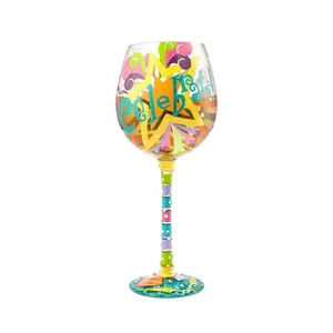 Wine Glass Celebrate Bling Colorful Design Hand-Painted Glassware for Celebrations