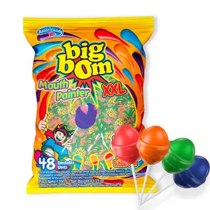 Americandy Lollipops Mouth Painter - 48 CT - Strawberry, Orange, Lemon and Blackberry Flavor, Sweet Candy Snack Bonbon