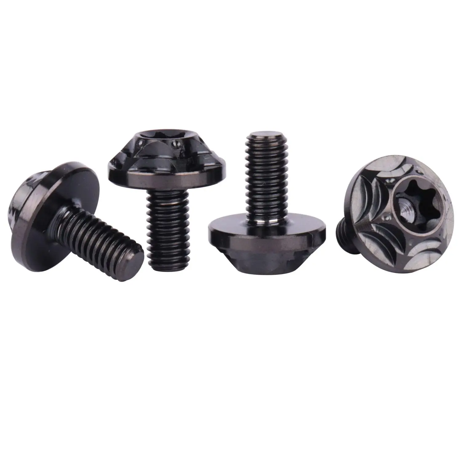 4Pcs Durable Corrosion-Resistant Superior Strength Titanium M5x10/15/20mm T30 Torx Head Bolts, Easy-Installation Fasteners for Bicycle Maintenance, Motorcycle Use (Black, M5x10mm)