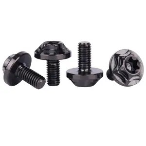 4Pcs Titanium M5x10 15 20mm Torx Head Bolt T30 Screw for Bicycle Motorcycle (Black, M5x10mm)