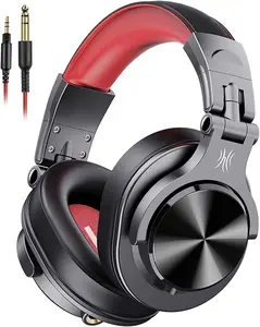 A71 Hi-Res Studio Recording Headphones - Wired Over Ear Headphones with SharePort,  Mixing Foldable Headset with Stereo Sound, 3.5/6.35MM Jack for PC Computer DJ Guitar-Red